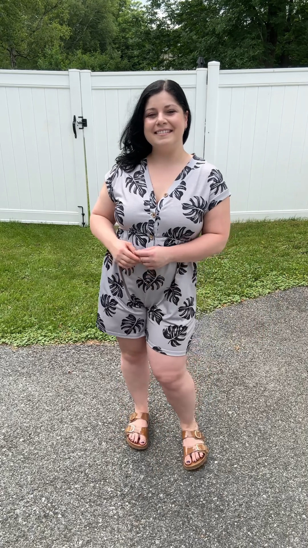 Wearing a floral grey romper size medium 

#LTKFindsUnder100 #LTKFindsUnder50 #LTKStyleTip