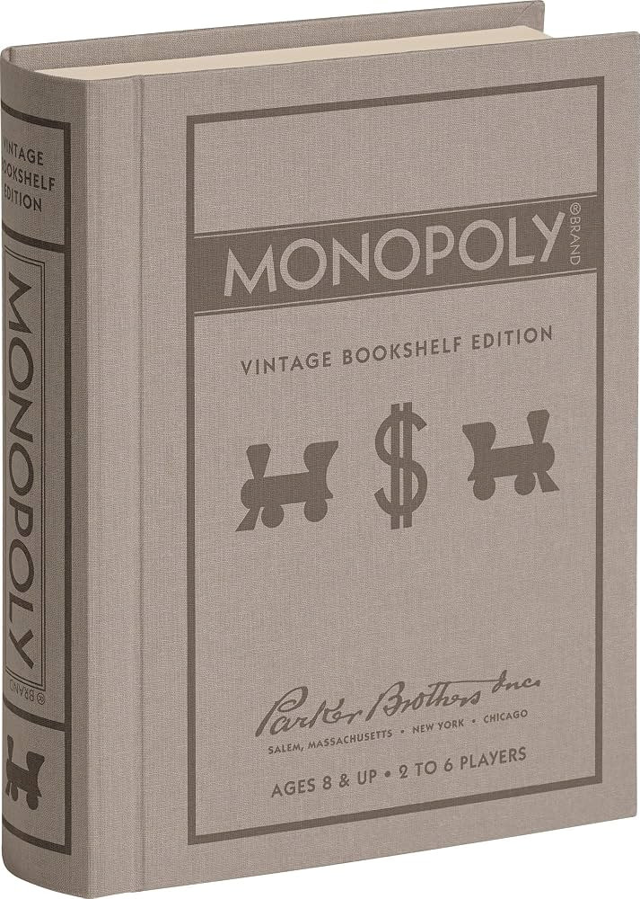 WS Game Company Monopoly Vintage Bookshelf Edition Board Game Premium Fabric-Wrapped Book Storage... | Amazon (US)