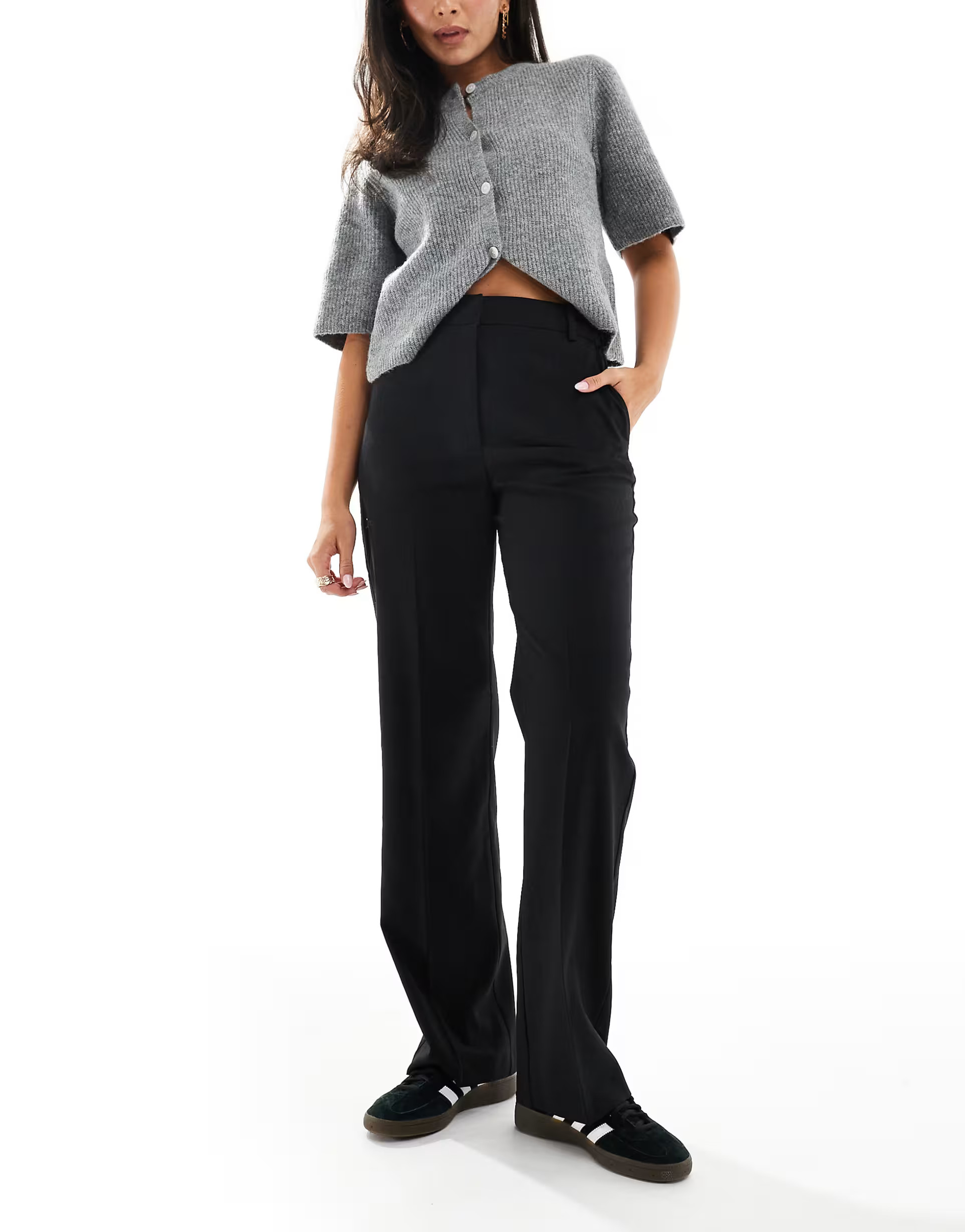 ASOS DESIGN tailored slim straight trousers in black | ASOS (Global)