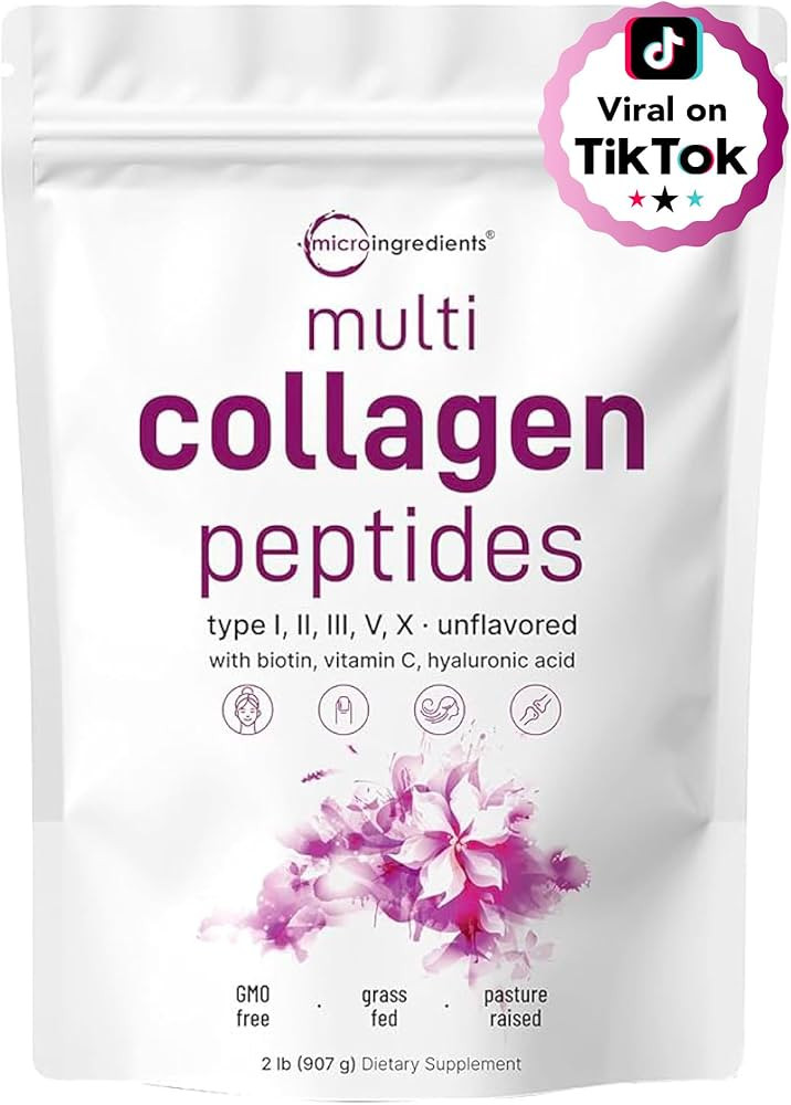Micro Ingredients Multi Collagen Peptides Powder, 2lb – Hydrolyzed Type I,II,III,V,X with Bioti... | Amazon (US)