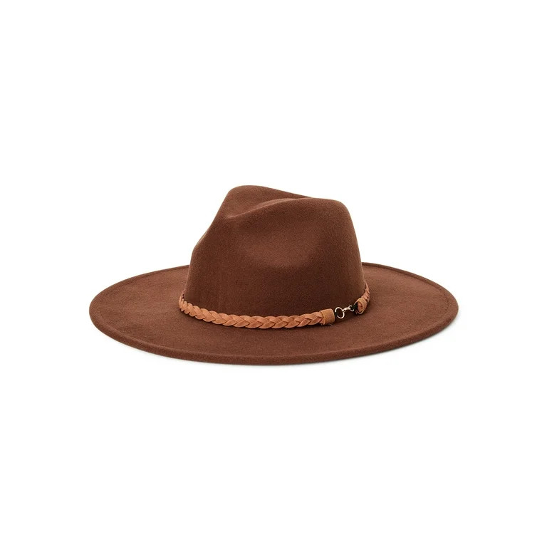 Time and Tru Adult Women's 2-Band Chocolate Fedora | Walmart (US)