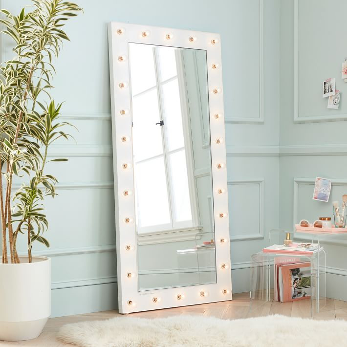 Marquee Floor Length Light Mirror | Pottery Barn Teen