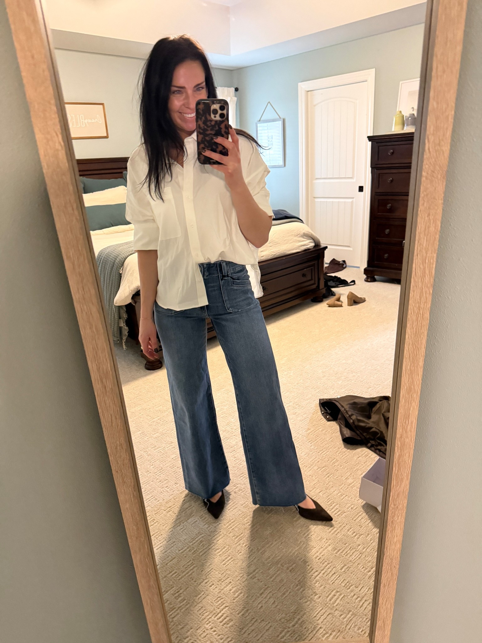 Fell in love with these jeans! An investment but they’re ones I know I’ll pull for again and again. Run TTS. Top is oversized, so size down if you don’t like things too oversized. 

#LTKootd #LTKWorkwear