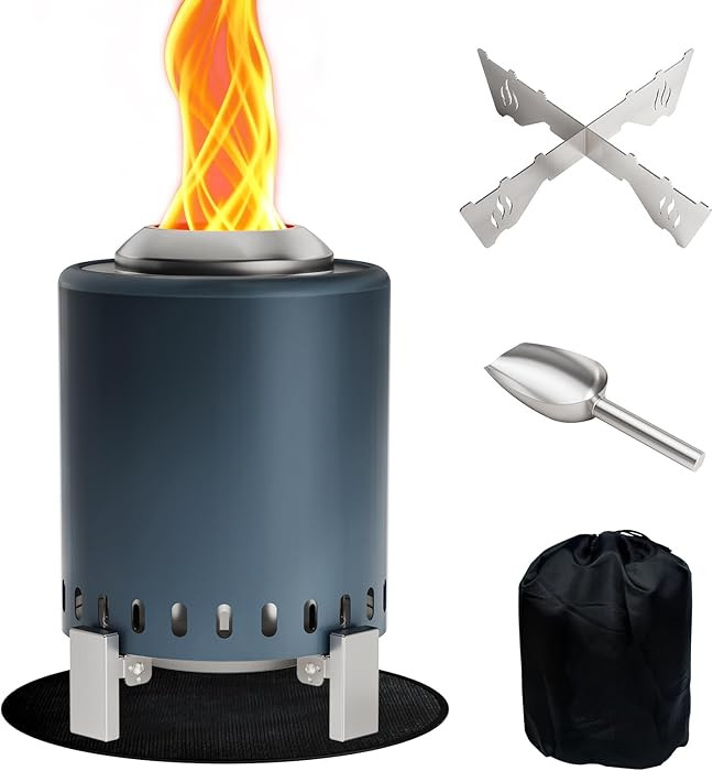 Mini Smokeless 7 Inch Tabletop Fire Pit with Pan Stand and Insulation Mat, Portable Stainless Ste... | Amazon (US)