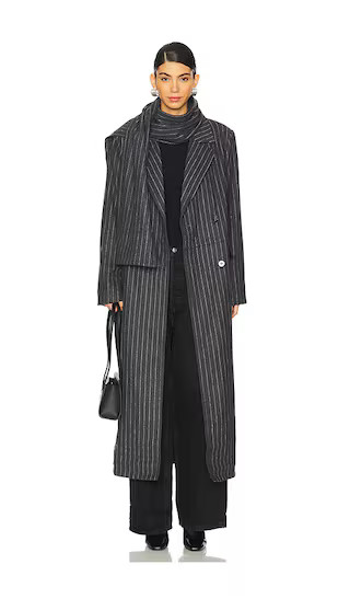 Melia Coat in Grey Pin Stripe | Revolve Clothing (Global)
