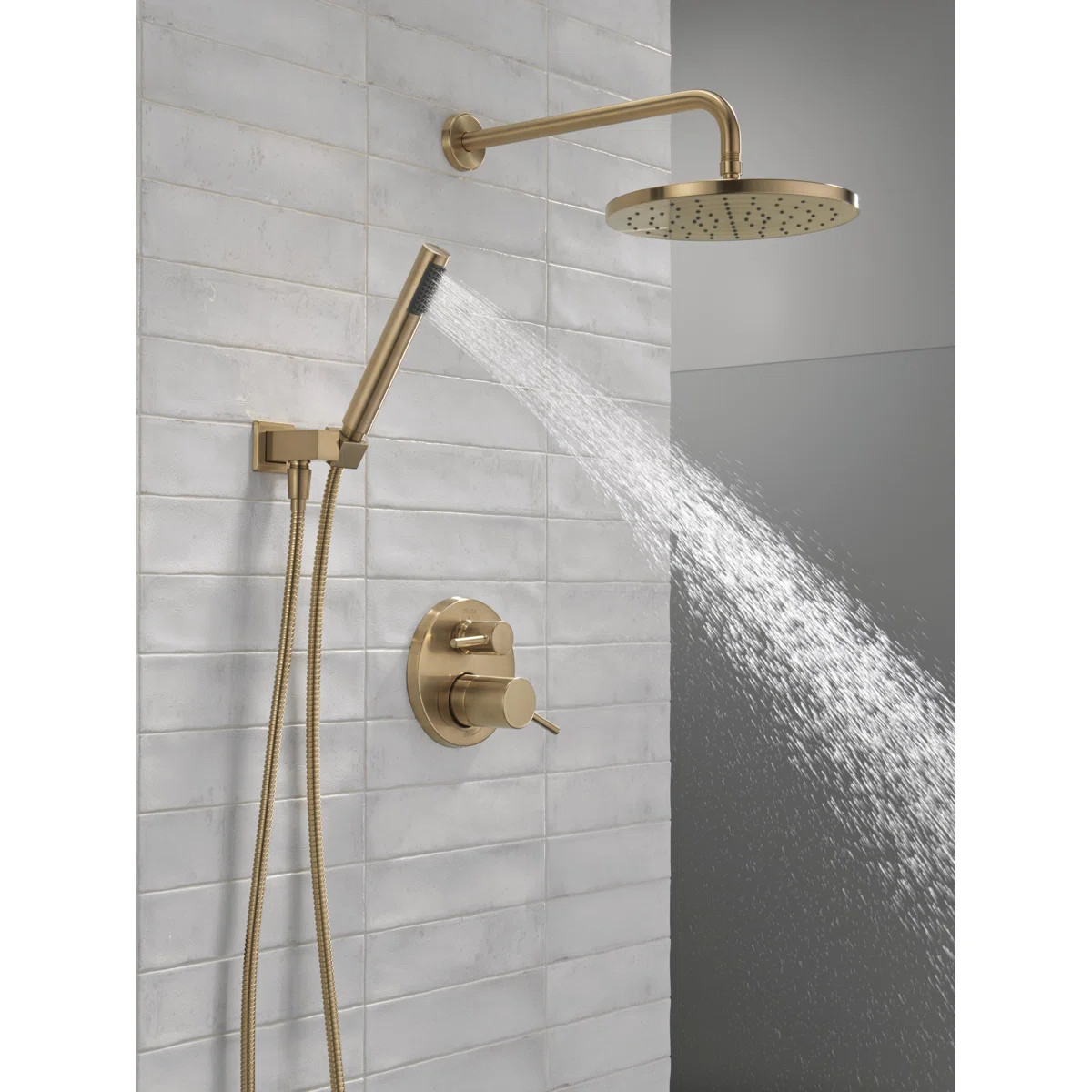 Modern Raincan Round Shower System, Rain Shower Head with Handheld Spray, Shower Faucet Set 34270... | Wayfair North America