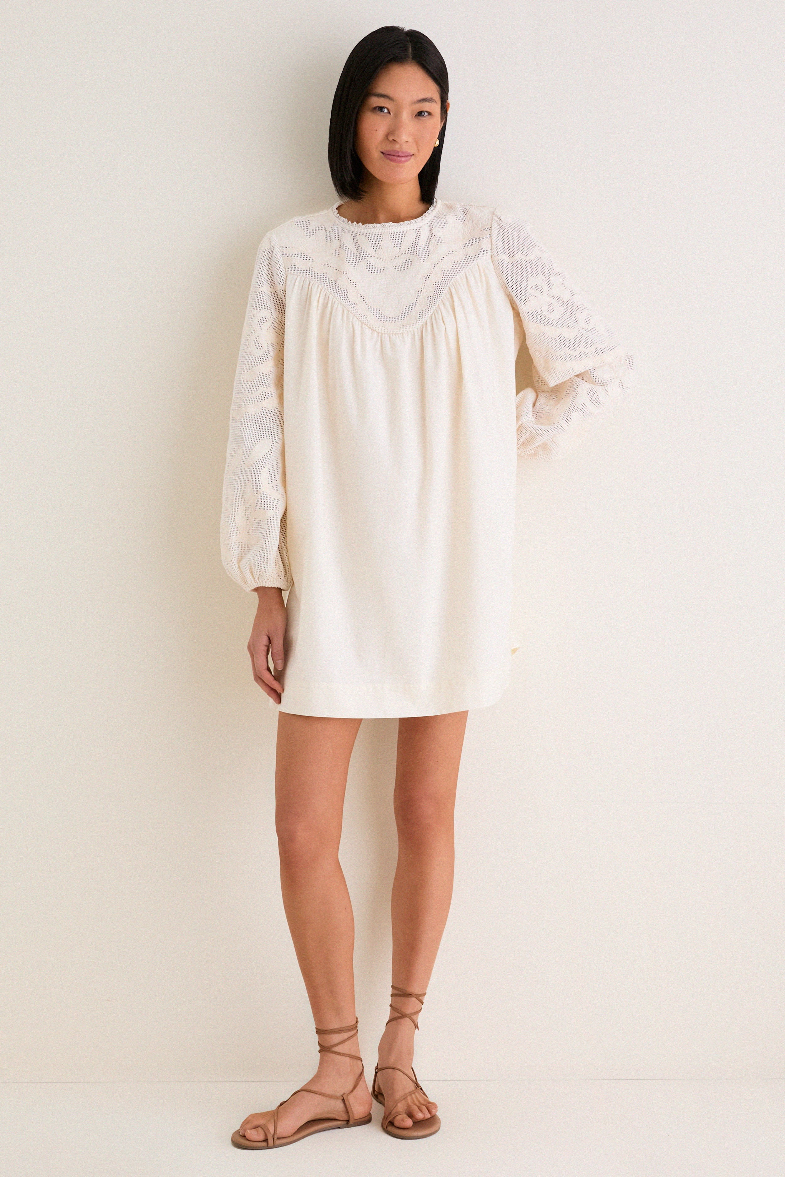 Ivory Patchwork Embroidered Cressida Mini Dress | Tuckernuck (US)