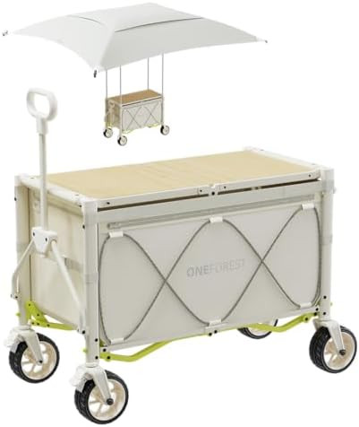 ONEFOREST Collapsible Wagon Cart with Canopy Tent, Portable Large Capacity Foldable Wagon Cart, H... | Amazon (US)
