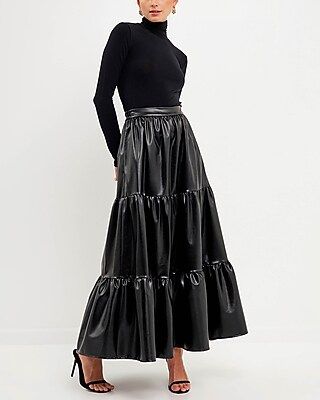 Grey Lab Tiered Long Maxi Skirt | Express