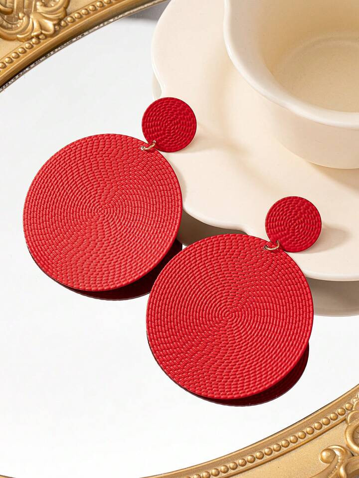 1 Par De Pendientes Metálicos Con Diseño Exagerado Y Minimalista Para Destacar | SHEIN USA | SHEIN