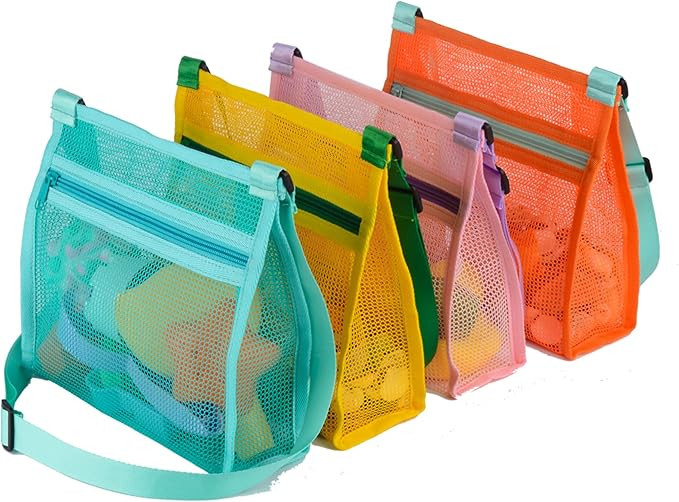 Shell Bags for Beach - Mesh Shell Collecting Bags for Kids, Picking Up Shells | Amazon (US)