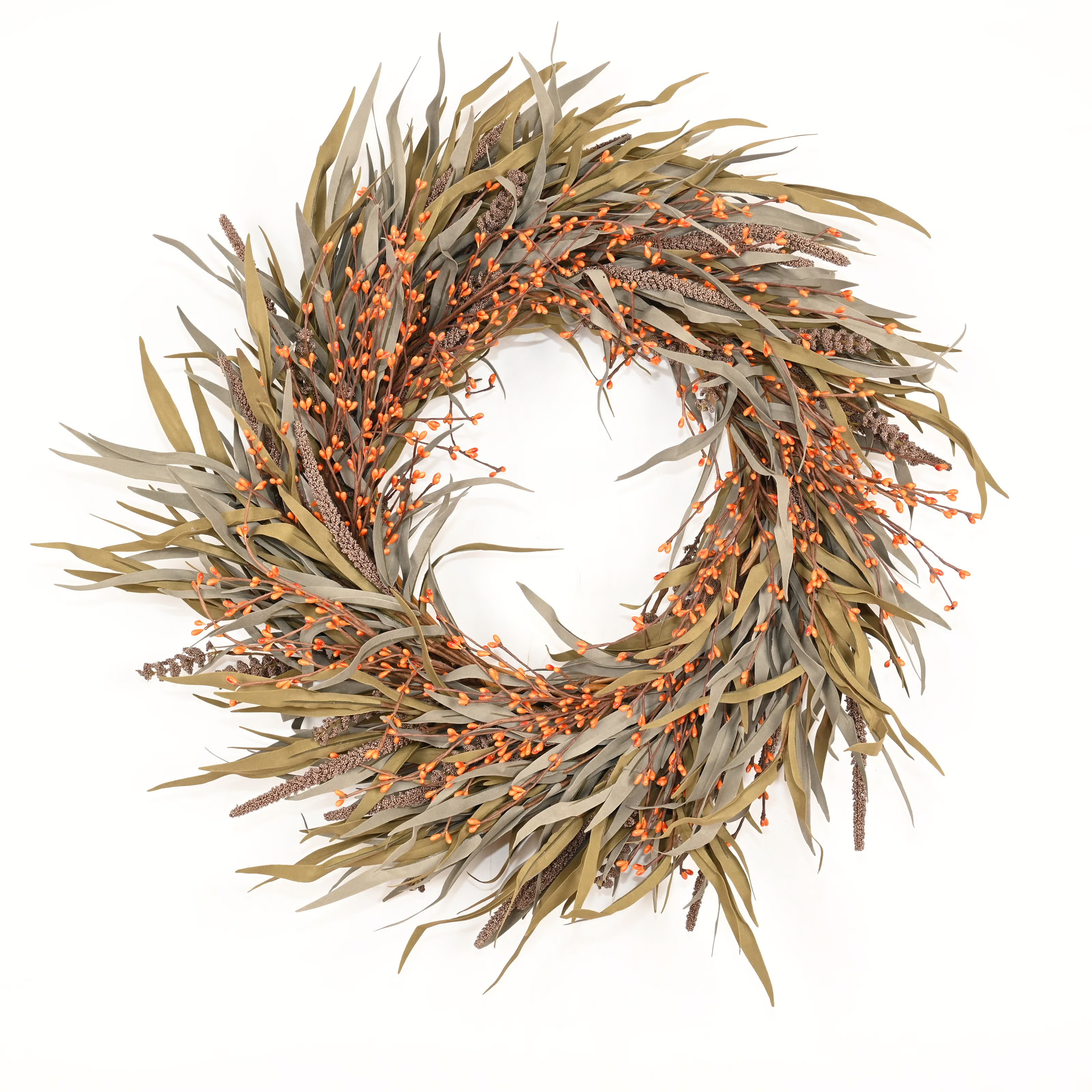 The Holiday Aisle® 24" Artificial Farmhouse Harvest Thanksgiving Day Blossoms Cluster Grass Berr... | Wayfair North America