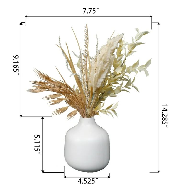 Flora Bunda 14.3" Artificial Fall Floral Arrangement Made for Table Tops - Matte White Ceramic Va... | Walmart (US)