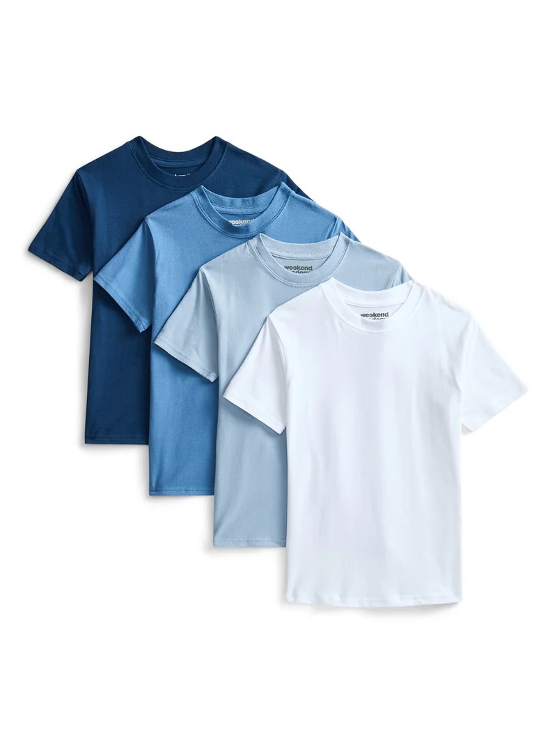 Weekend Academy Boys Cotton Blend Stretch Jersey Tee, 4-Pack, S-XL | Walmart (US)