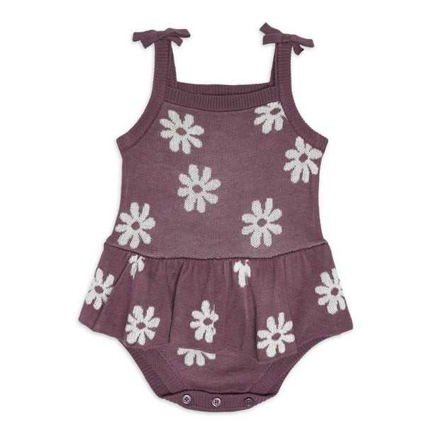 Modern Moments by Gerber Baby Girl Jacquard Knit Romper, Sizes 0/3M-24M | Walmart (US)