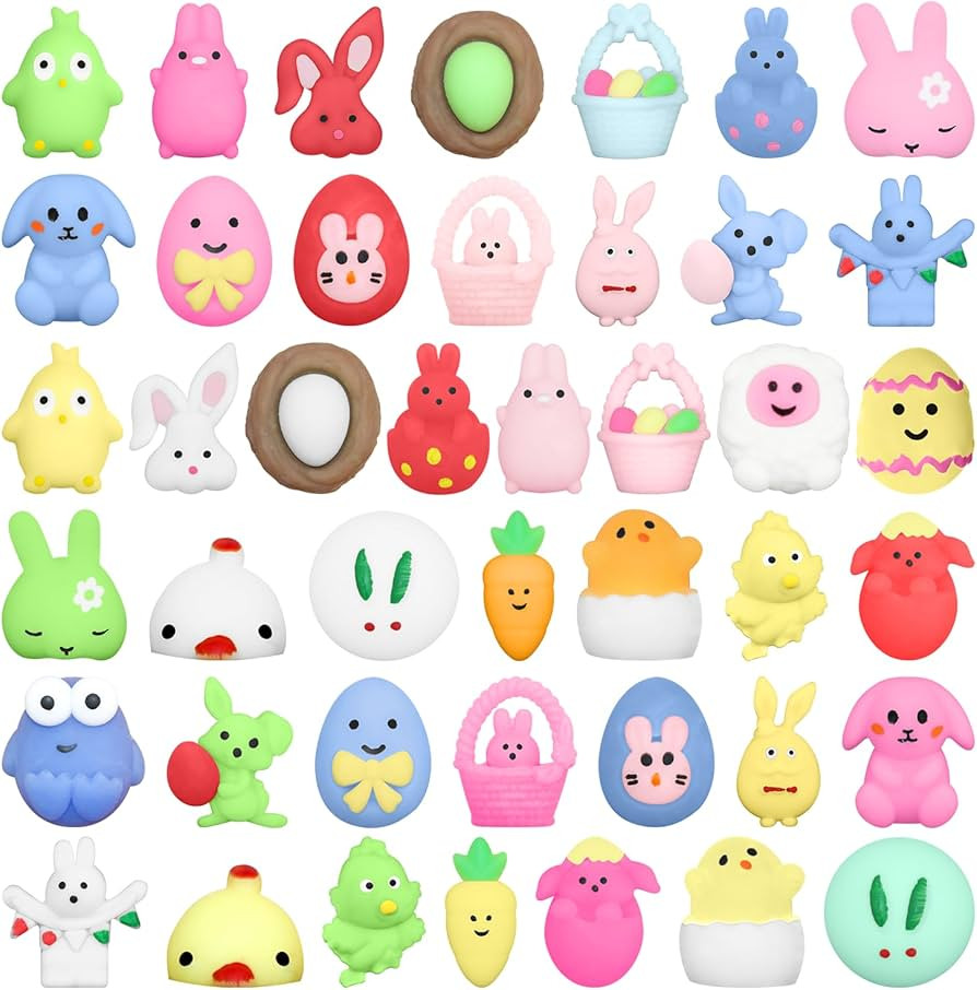 43 PCS Easter Mochi Squishy Toys Stress Relief Squishies Easter Toys for Kids Girls Boys Toddlers... | Amazon (US)
