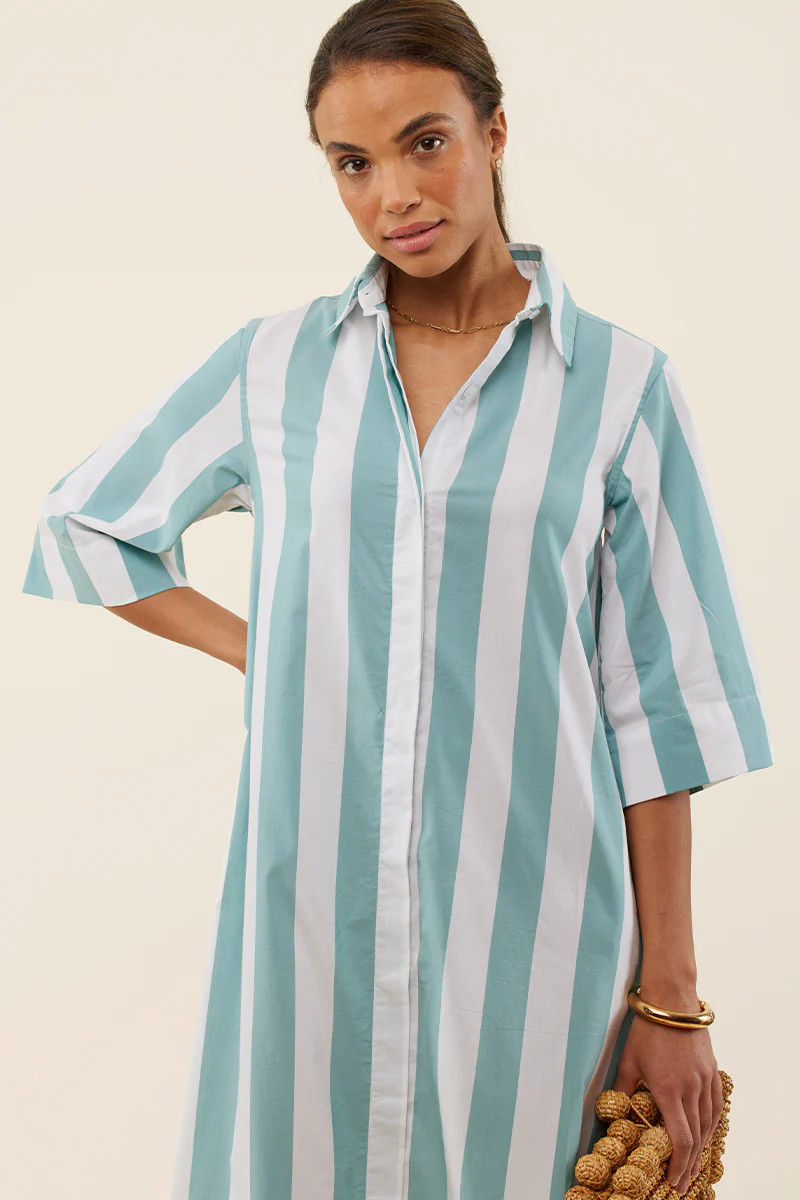 Marnie Caftan in Azure Stripe | Lake Pajamas