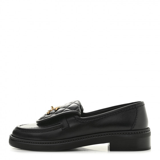 CHANEL Lambskin Quilted CC Turnlock Loafers 35 Black | Fashionphile