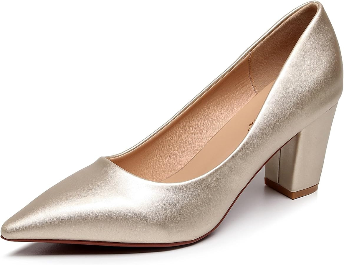 VenusCelia Women's Lewin Pump Chunky Heel Shoe | Amazon (US)