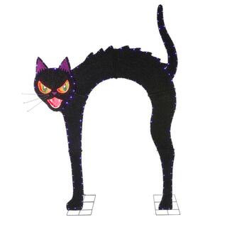 9.5 ft. Halloween Classics Giant-Sized Color Changing LED Black Cat Archway H40 | The Home Depot