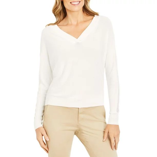 Martha Stewart Everyday Women's Sheer Trim Dolman Sleeve Sweater | Walmart (US)