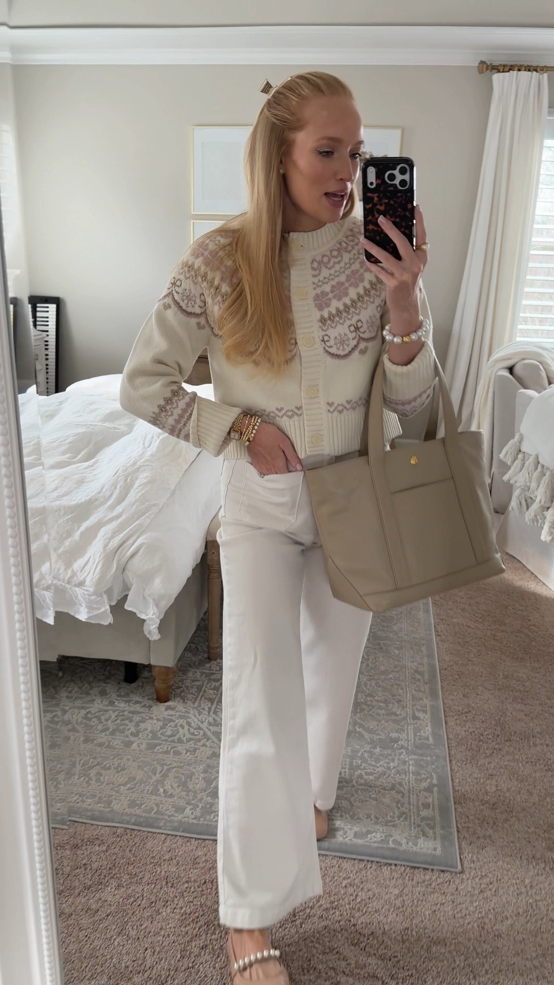 Obsessed with this darling sweater! These ecru jeans are so comfy I reach for them often. They’re currently 30% off! Sizing runs generous I got my smaller pants size 27 and they still have a comfy fit and do stretch a tad with wear  

#LTKootd #LTKCyberWeek #LTKmomlife