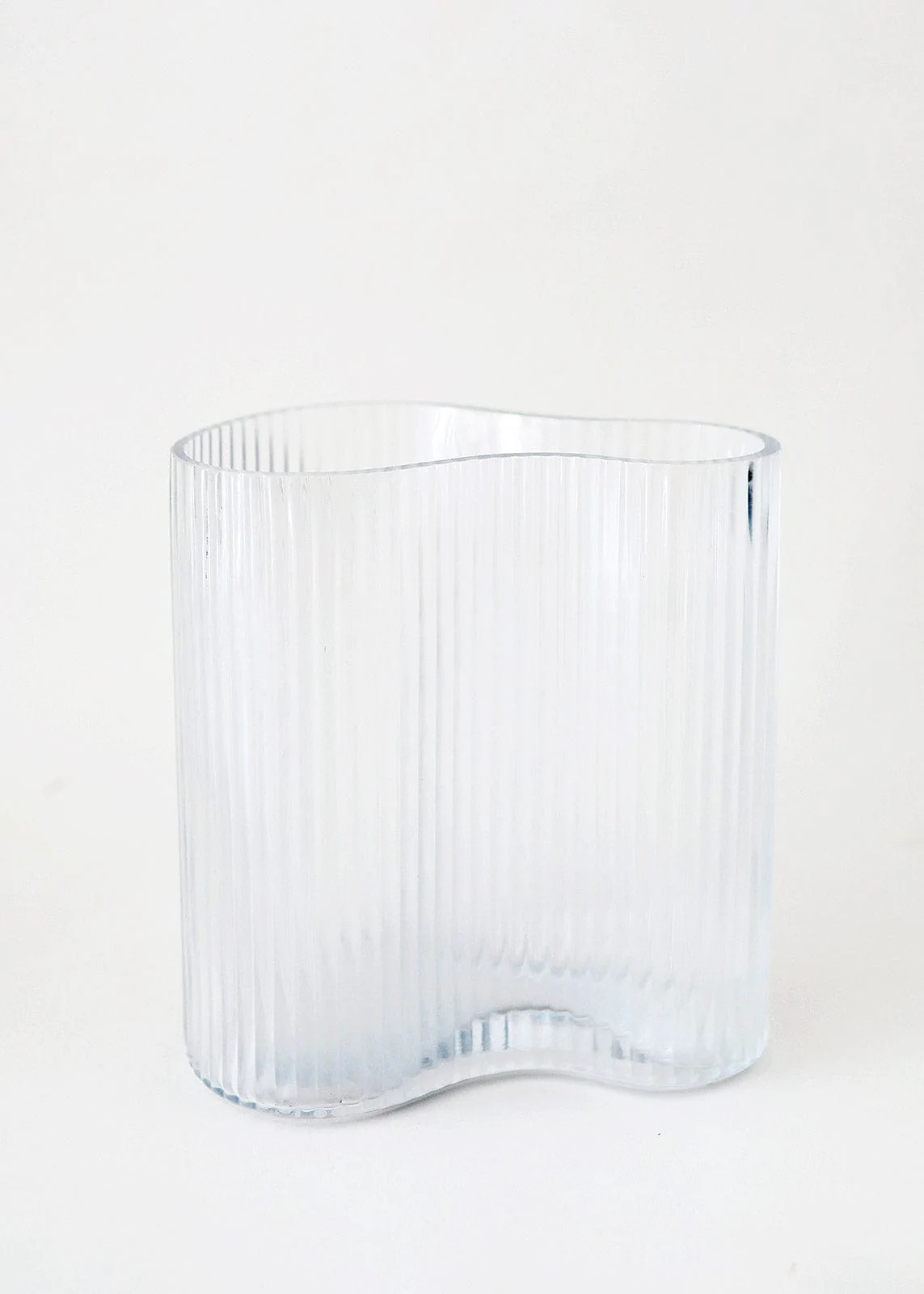 Afloral Ridged Glass Asymmetrical Vase - 8" | Afloral