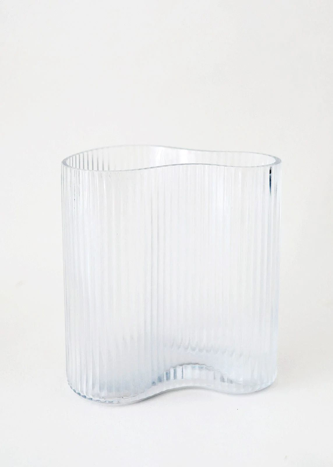 Afloral Ridged Glass Asymmetrical Vase - 8" | Afloral