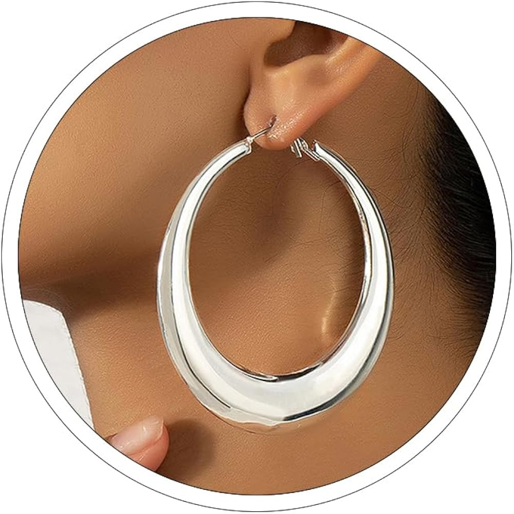 Large Hoop Earrings Lightweight Chunky Earrings for Women Chunky Earrings Big Hoop Earrings for W... | Amazon (US)