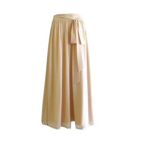 Tan Maxi Skirt.  Tan Long Bridesmaid Skirt. Chiffon Evening Skirt. Tan Floor Length Skirt. | Etsy (US)