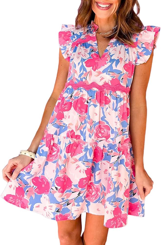 Women's Summer Dresses Casual Loose Midi Dresses Bohemian Floral Dresses A-Line Mini Dresses | Amazon (US)