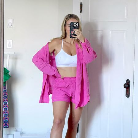The best swim coverup set! Comes in a ton of colors, fits true to size, im in a M  Ps. The shirt is long enough to be a coverup on its own but is so functional with the shorts. 

#LTKstyletip #LTKswim #LTKunder50
