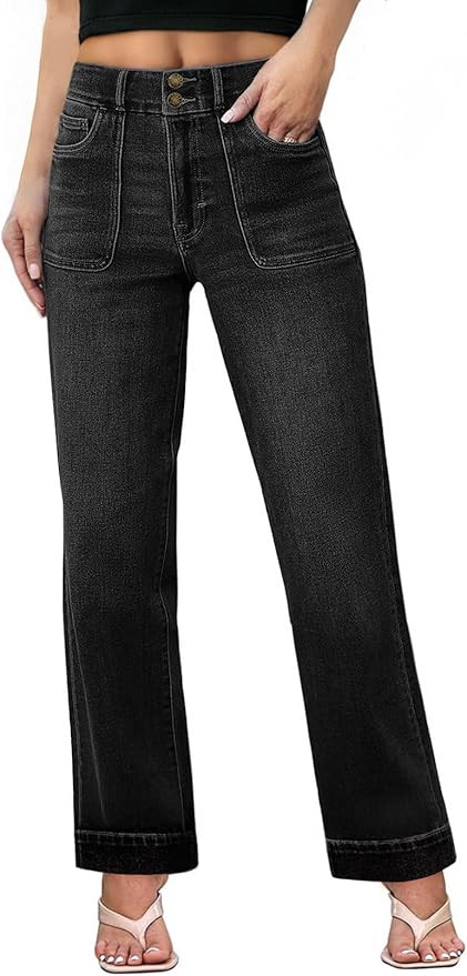 Sidefeel High Waisted Wide Leg Straight Leg Jeans Denim Pants | Amazon (US)