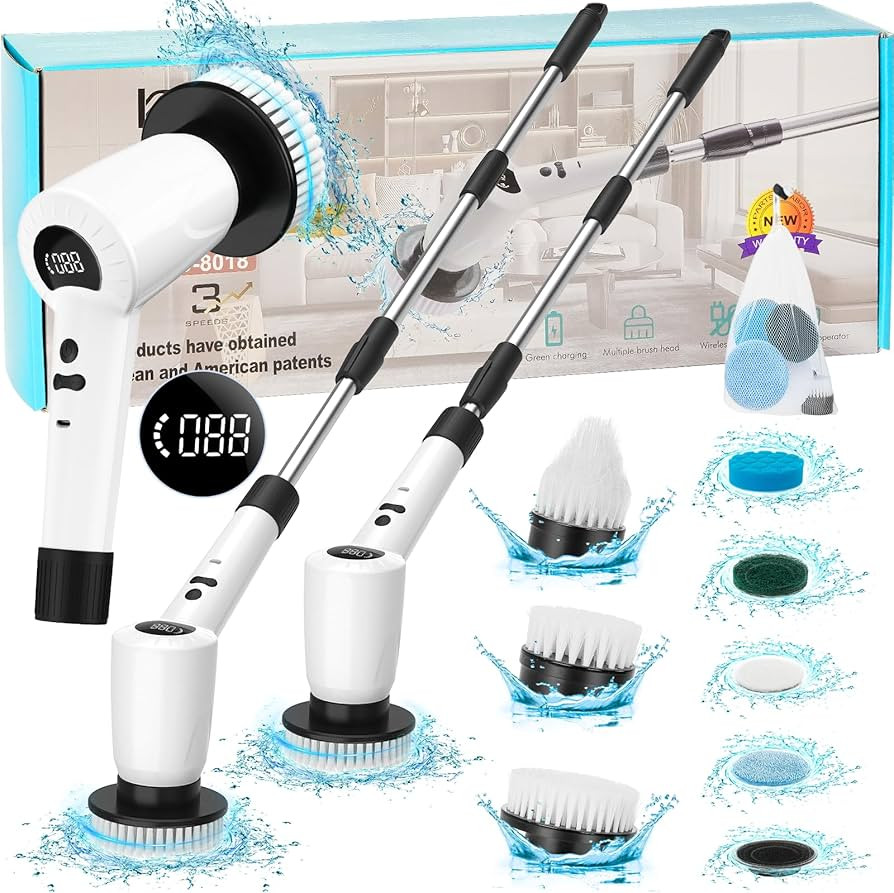 Electric Spin Scrubber, Upgrade Electric Spin Cordless Tub and Tile Scrubber with Adjustable Exte... | Amazon (US)