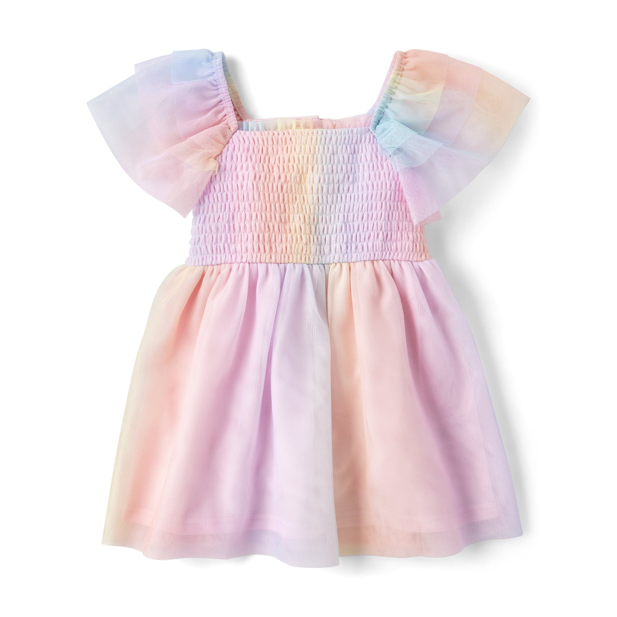 The Children's Place Baby & Toddler Girls Short Sleeve Rainbow Flutter Dress, Sizes 6M-5T | Walmart (US)