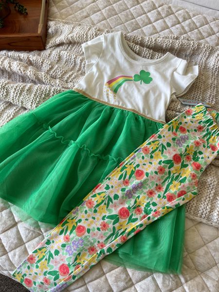 Saint Patrick’s day outfit. 
Girls look. 
Cat and Jack. 
Target style. 
Affordable fashion for little girls. 
Spring style. 
Flora leggings  

#LTKSeasonal #LTKfamily #LTKkids