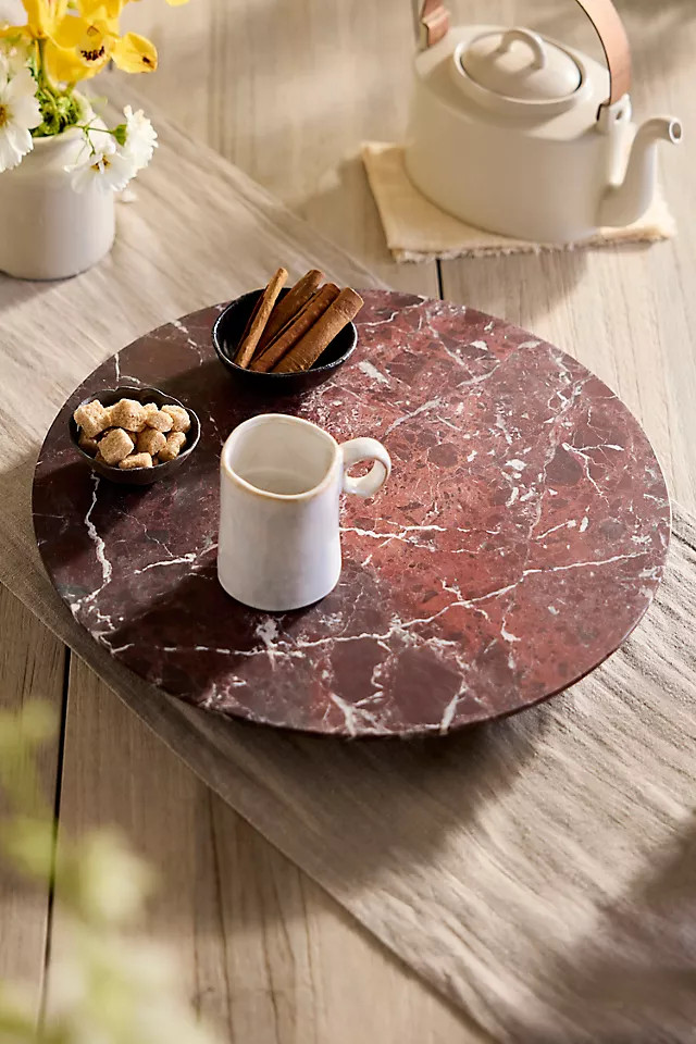 Rosso Levanto Marble Lazy Susan | Anthropologie (US)