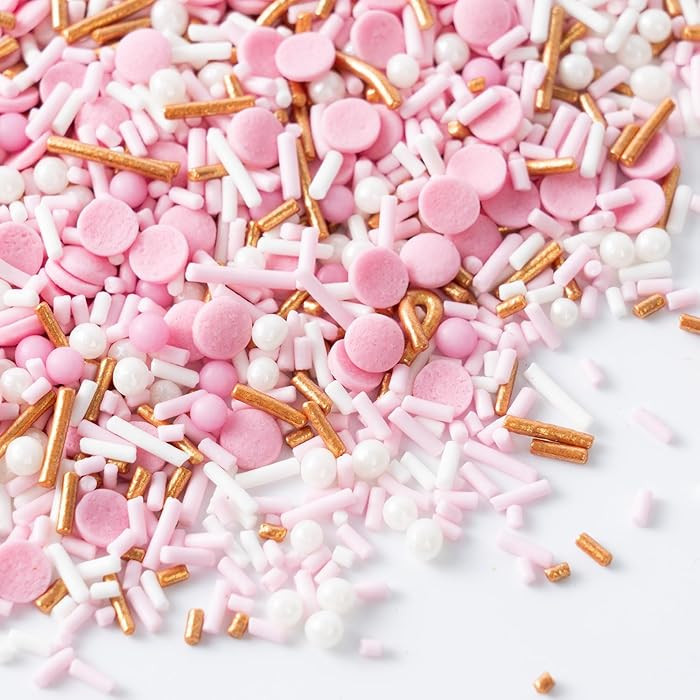Dye Free Sprinkles Pink No Artificial Dyes Natural Confetti Pearl Sugar Gold Jimmies Valentines S... | Amazon (US)