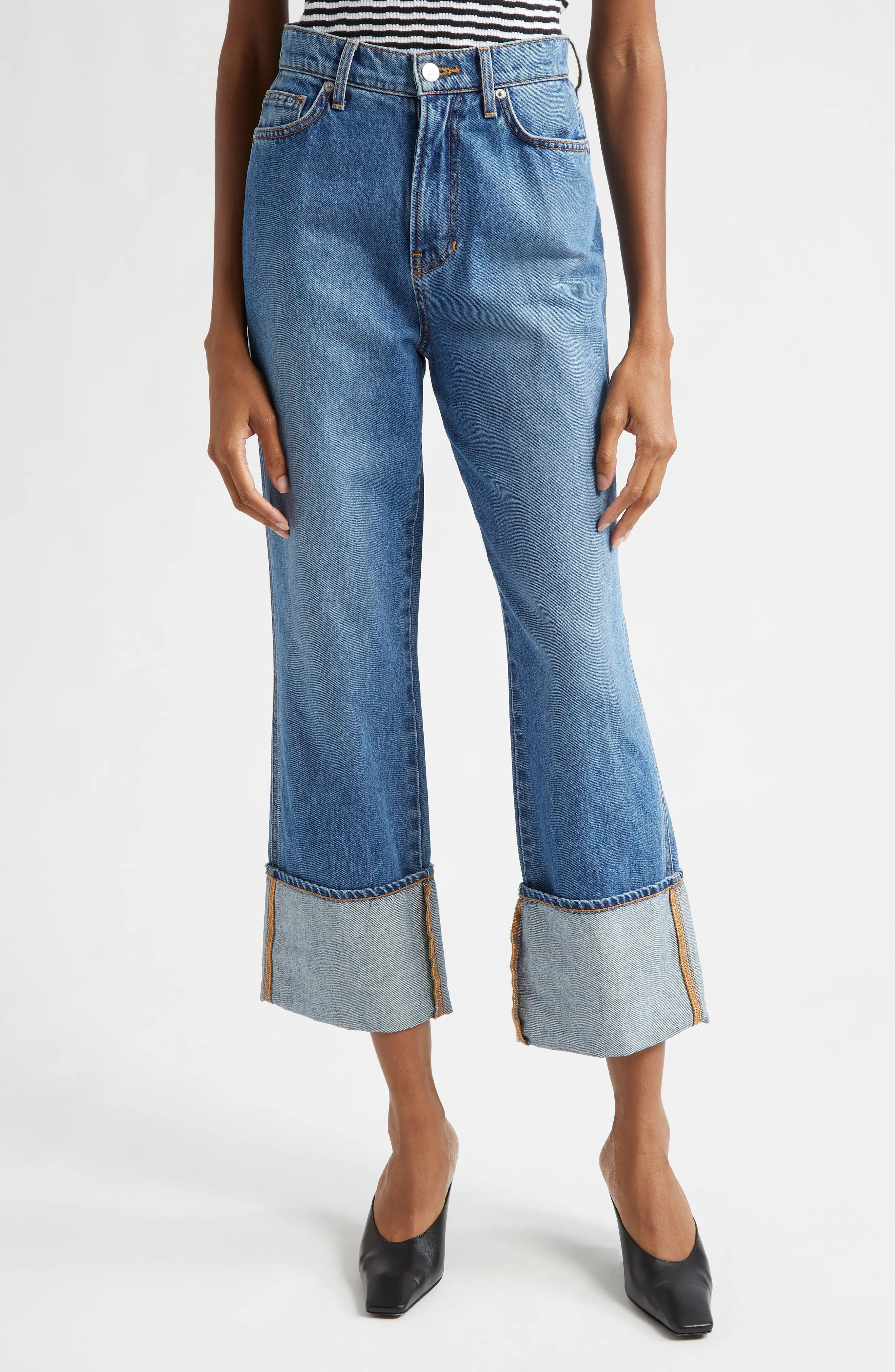 Dylan Cuffed High Waist Relaxed Straight Leg Jeans (Women) | Nordstromrack | Nordstrom Rack