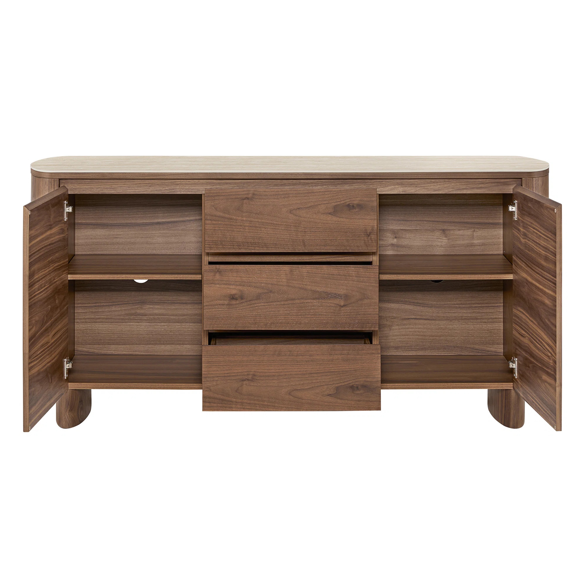 Grier 63" Modern Solid Wood Sideboard with Storage and Stone Slab Top | Wayfair North America