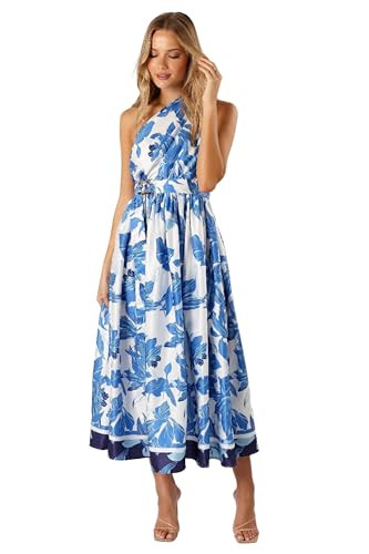 Petal & Pup Naomi One Shoulder Midi Dress - Blue Floral XL | Amazon (US)