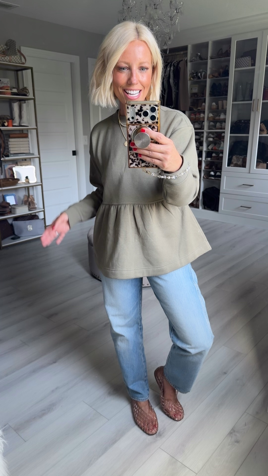 Top small
Jeans size 4 (run big - could size down)
Shoes run big

#LTKmomlife #LTKootd #LTKSeasonal