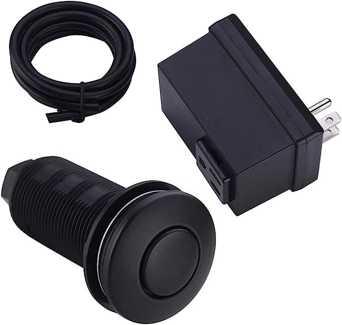 BESTILL Garbage Disposal Sink Top Air Switch Kit with Single Outlet, Matte Black (Long Button wit... | Amazon (US)