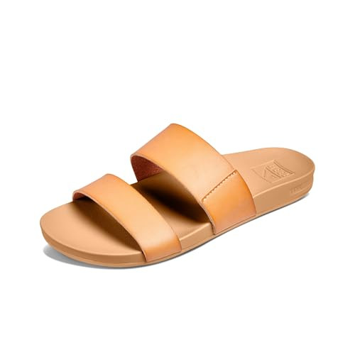 Reef Cushion Vista Womens Fashion Slide Sandal, Vegan Leather Strap, Ultra Soft Cushion Footbed, Natural, 8 | Amazon (US)