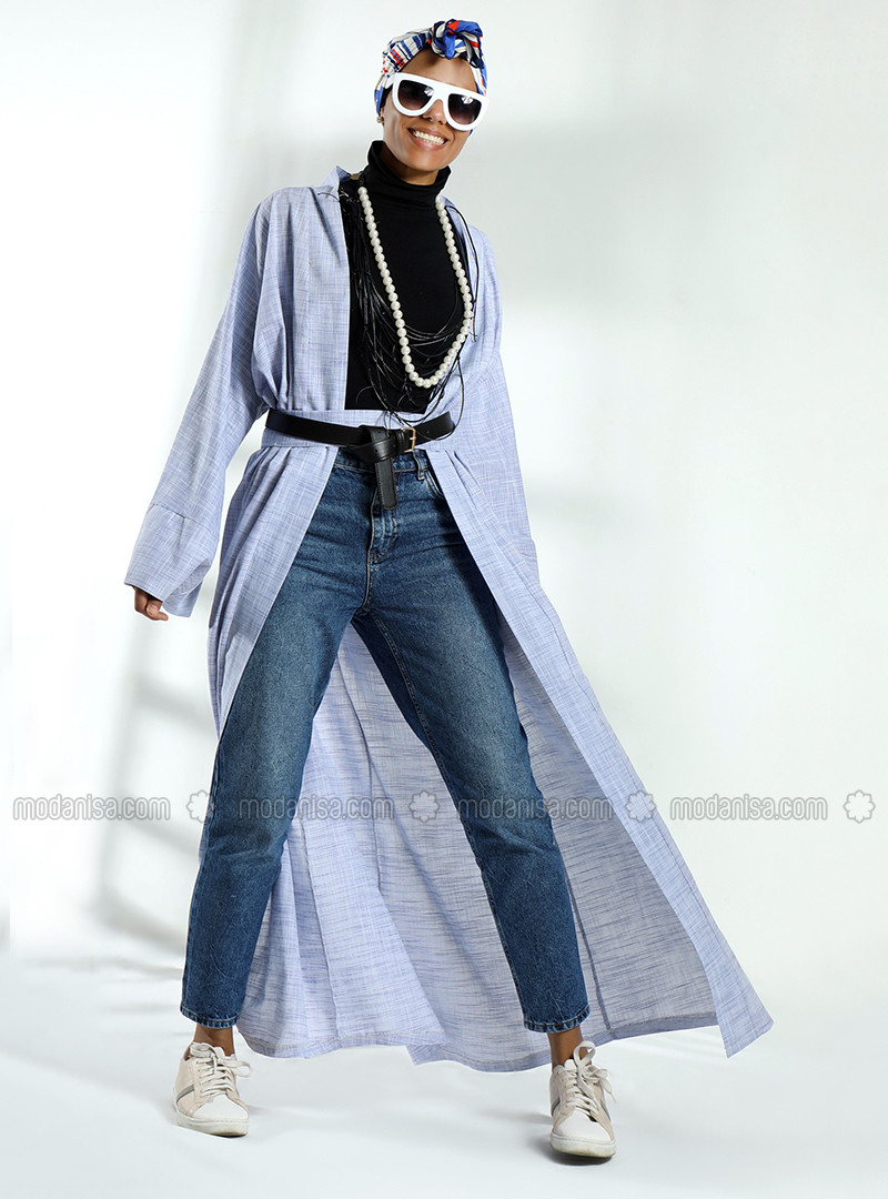 Blue - Unlined - Linen - Abaya | Modanisa (US)