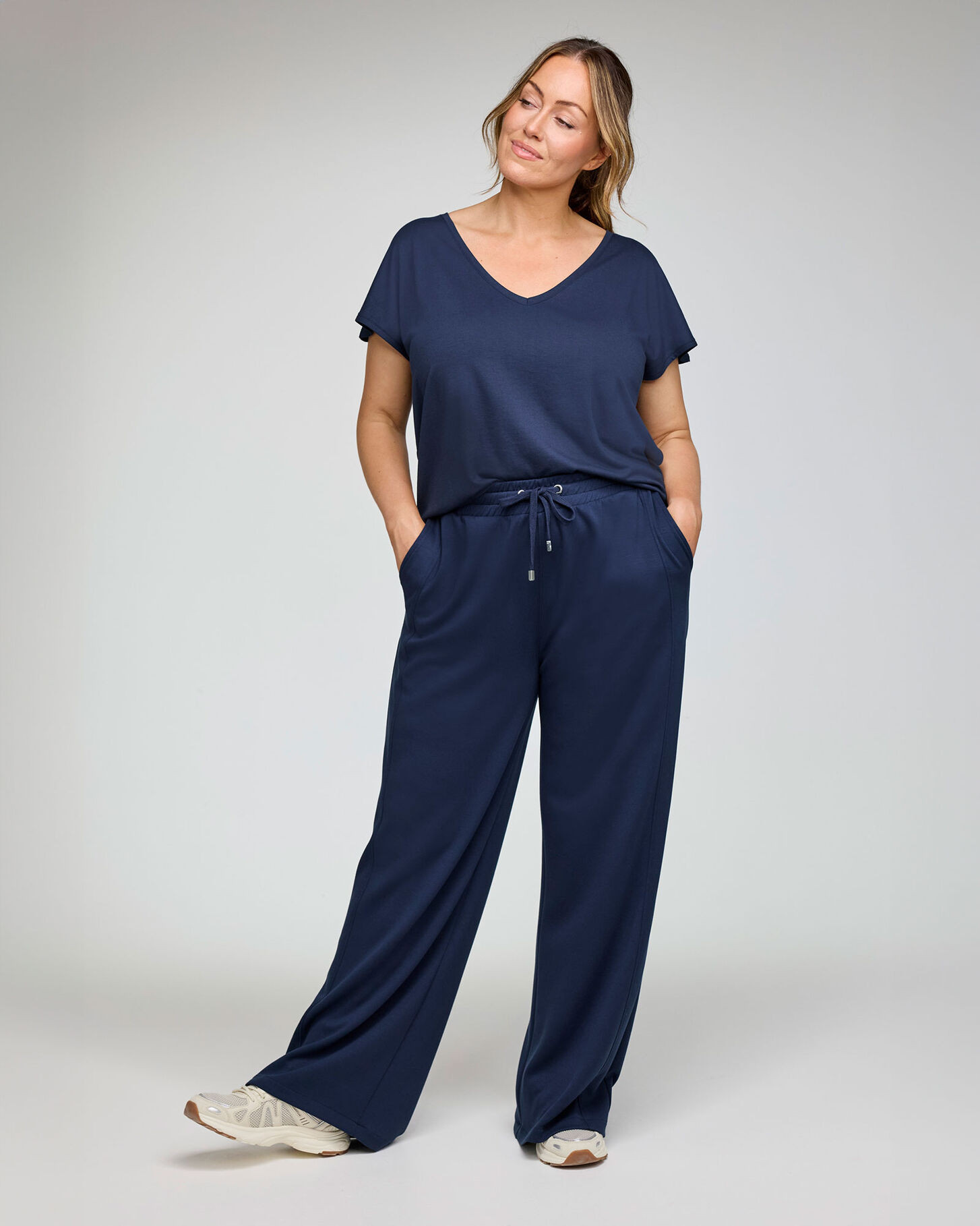 Wide Leg Jersey Joggers  - Brown | Cotton Traders (UK)