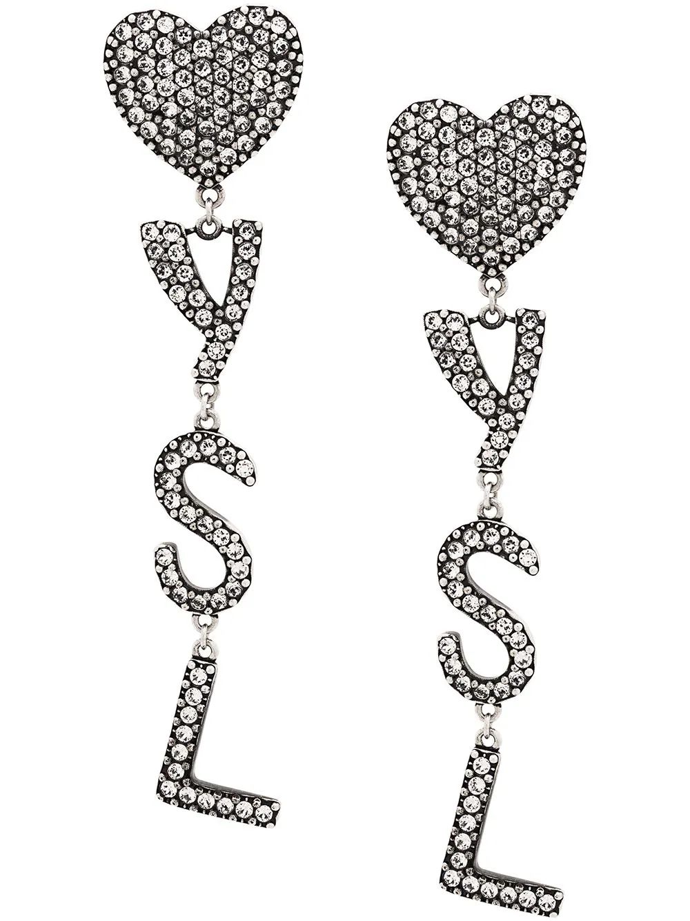 Saint Laurent crystal-embellished Logo clip-on Earrings - Farfetch | Farfetch Global