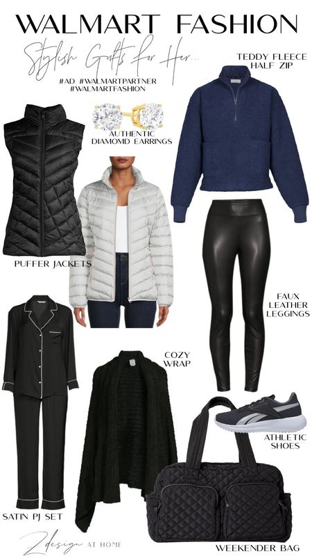 Shop my @walmartfashion gift guide, winter fashion and holiday wear picks for her from Walmart!  I love the quality and value I get from Walmart fashion and I know you will too.  Happy Shopping!
#walmartpartner #walmartfashion
#LTKfashion #LTKGiftGuide

Faux leather leggings, Pjs, puffer jackets, fleece half zip sweater, black Reebok athletic shoes, black wrap, quilted weekender bag, Diamond earrings


#LTKHoliday #LTKSeasonal #LTKsalealert