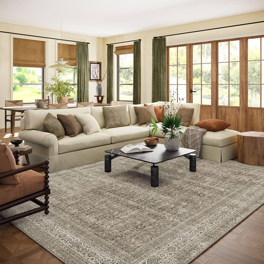 Washable Area Rugs for Living Room: 8x10 Bedroom Rug Boho Vintage Area Rug Stain Resistant Non Sl... | Amazon (US)