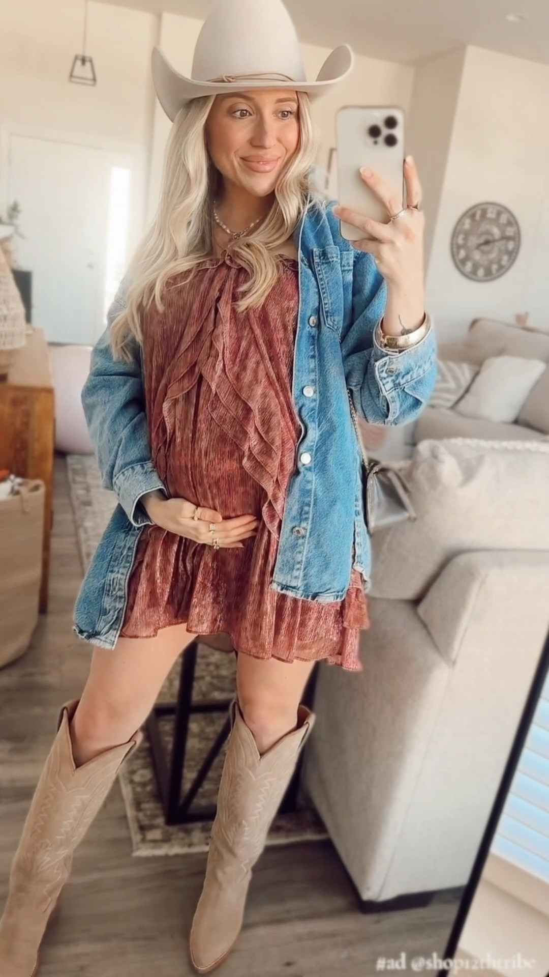 Partnering with @12thtribe 🤍✨ sharing this stunning midi dress that’s romantic, flattering, and effortless to toss on — even 31 weeks pregnant. #ad

Styled it with my cowgirl hat, cowgirl boots, favorite accessories—and even my wedding day perfume 💓 in the size XS 
Perfect for Valentine’s Day date night, spring brunches, summer dinners, beach vacations, coastal strolls, winery days, bridal showers, baby showers, and golden hour photos 🌊🌸

Swap boots for sandals or espadrilles for spring + summer, and add a denim jacket or button-down for beach nights ✨

this dreamy midi from @12thtribe is everythinggg. Styled it with my cowgirl hat + boots, layered my fave accessories, and finished with the perfume I wore on my wedding day 🥹🤍 linked here for V-Day, Galentine’s, or any night you wanna feel extra pretty ✨

#LTKootd #LTKValentine #LTKBump